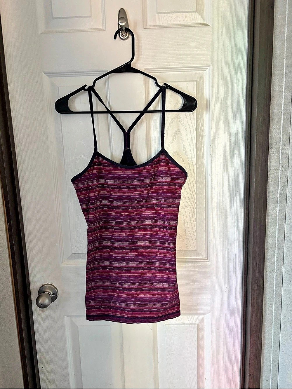 lululemon Power Y Tank Abstract Strappy Tank Top in Purple & Black